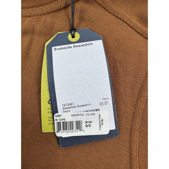 prAna Snakebite Sweatshirt XS Gender Neutral Sepia Brown Organic Cotton NWT - Picture 13 of 15